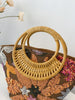Woven Summer Straw Purse with Bamboo Handle