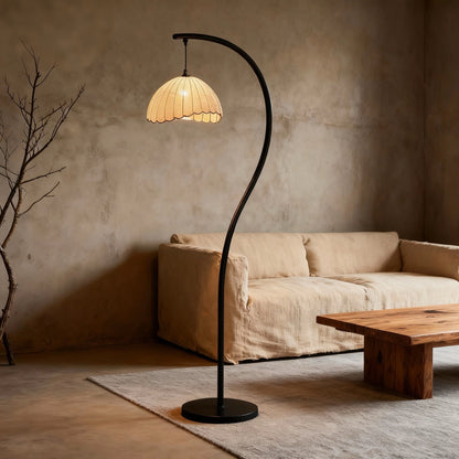 Vintage arc fabric shade floor lamp