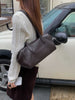 Top-grain cowhide Boston shoulder baguette bag