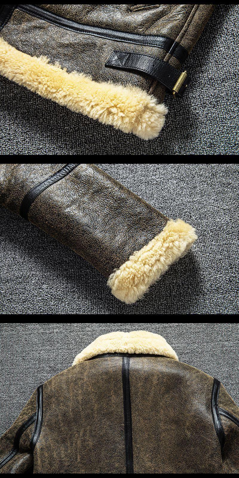 Retro Classic Shearling Leather Jacket Men’s