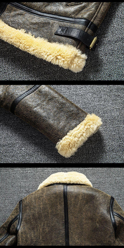 Retro Classic Shearling Leather Jacket Men’s