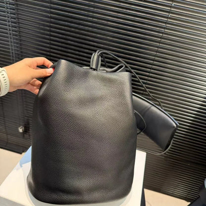 Women Genuine Leather Bucket Shoulder Bag