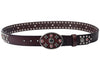Black Leather Biker Belt with Rivets for Men and Women