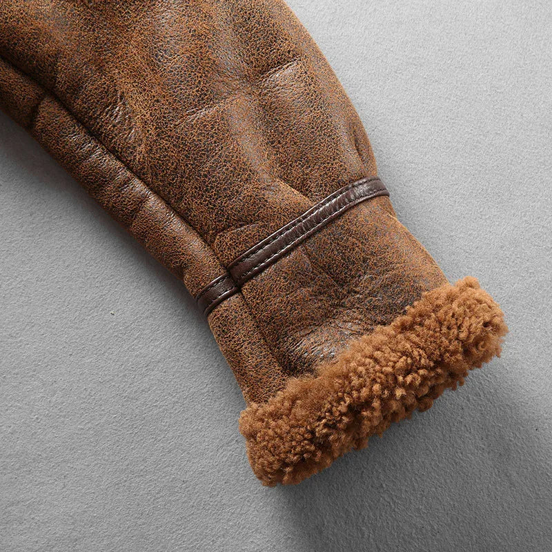 Men’s Real Fur Sheepskin B3 Bomber Leather Jacket