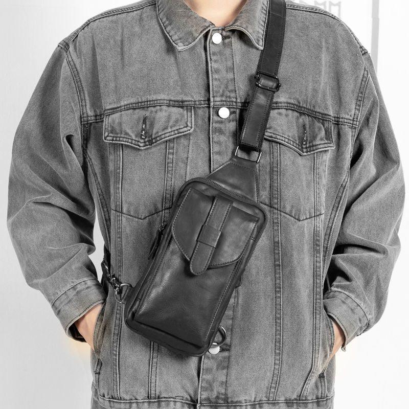 Men’s Top-Grain Cowhide Leather Chest Bag