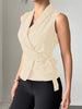 Women's Lapel Collar Wrap Crop Top Workwear Vest