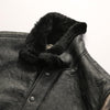 Men’s Black Leather Bomber Jacket with Real Shearling Collar