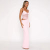 Blush pink mesh cutout bodycon maxi dress women