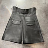 Leather Mini Skirt Black High Waisted Zip Front