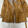 Women Brown Suede Jacket with Sheepskin Collar