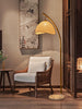 Boho Bamboo Floor Lamp with Rattan Shade Modern Standing Light