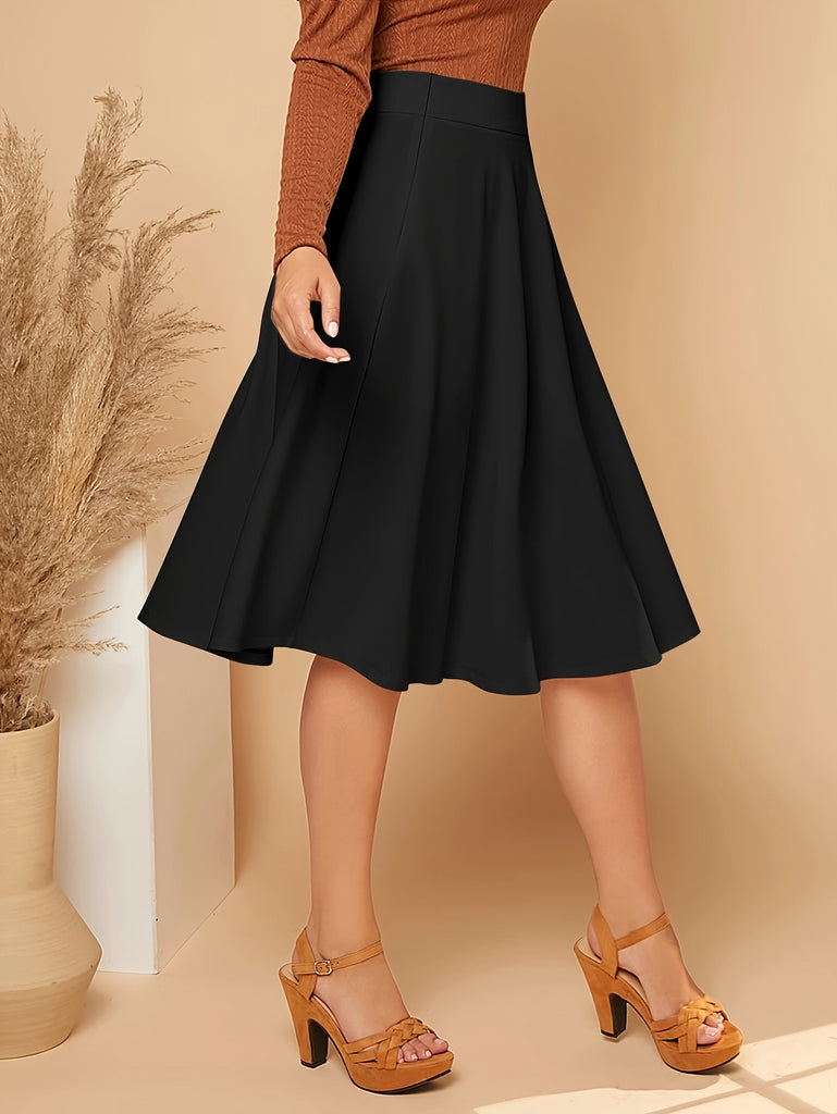 High Waisted Flare Pleated Skirt