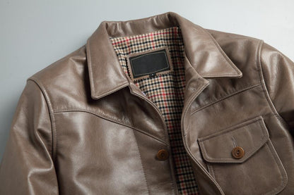 Men’s Oil-Waxed Leather Slim Fit Jacket