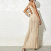 Women halter backless knit slit maxi dress