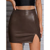 Split Hem Leather Skirt