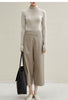 Irregular Cut Leather Wide Leg Pants for Women Cropped Straight Fit