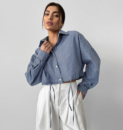 Tie Side Drop Shoulder Shirt