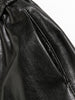 Women Black Genuine Leather Baggy Pants Loose Fit Wide Leg