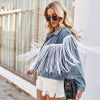 Washed Western Fringe Denim Jacket for Women
