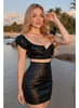 Black pu leather off shoulder set