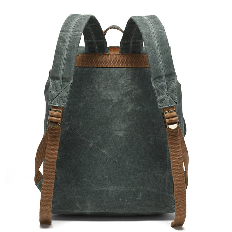 Canvas Backpack with 15.6-Inch Laptop Storage and Crazy Horse Leather