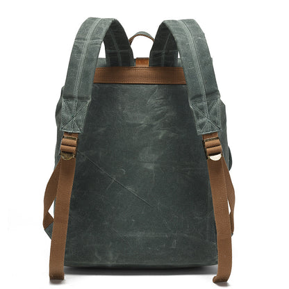 Canvas Backpack with 15.6-Inch Laptop Storage and Crazy Horse Leather