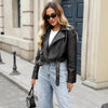 Cropped Motorcycle Imitation Leather Jacket for Summer Streetwear