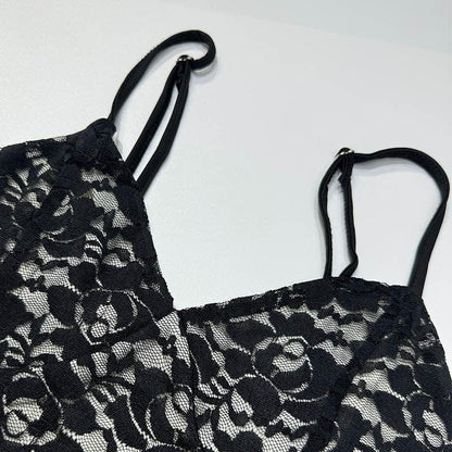 Black deep v lace long bodycon dress