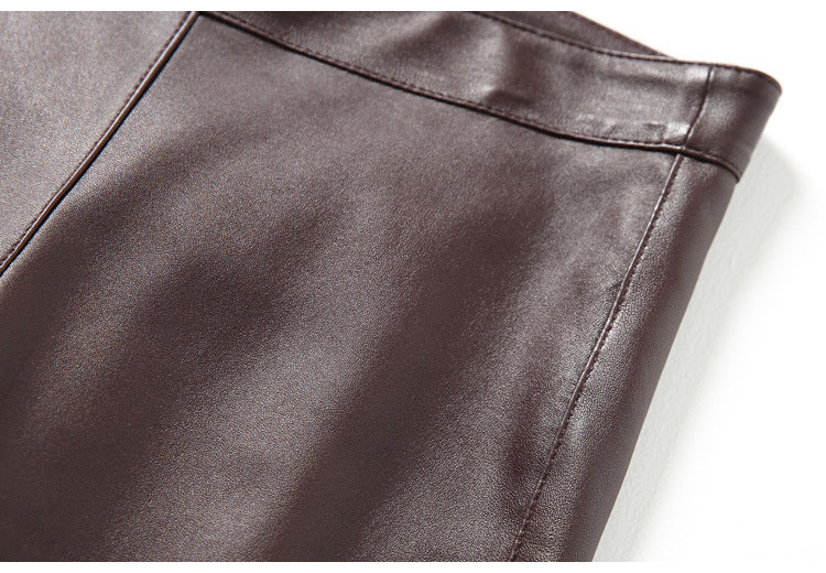 Women’s Flared Leather Pants High Waisted Cropped