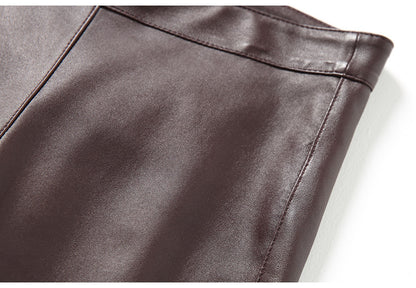 Women’s Flared Leather Pants High Waisted Cropped