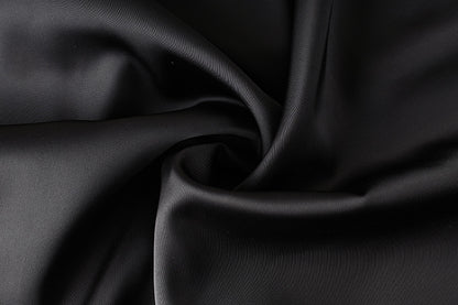 Black Satin Lace Trim Slit Mini Skirt