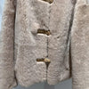 Women Leather Real Fur Coat Short Shearling Round Neck Jacket