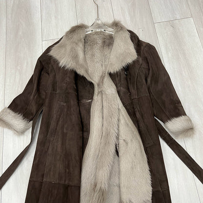 Women Suede Jacket Long Sheepskin Coat