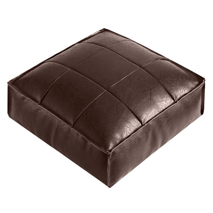 Faux Leather Pouf Ottoman Floor Cushion Cover