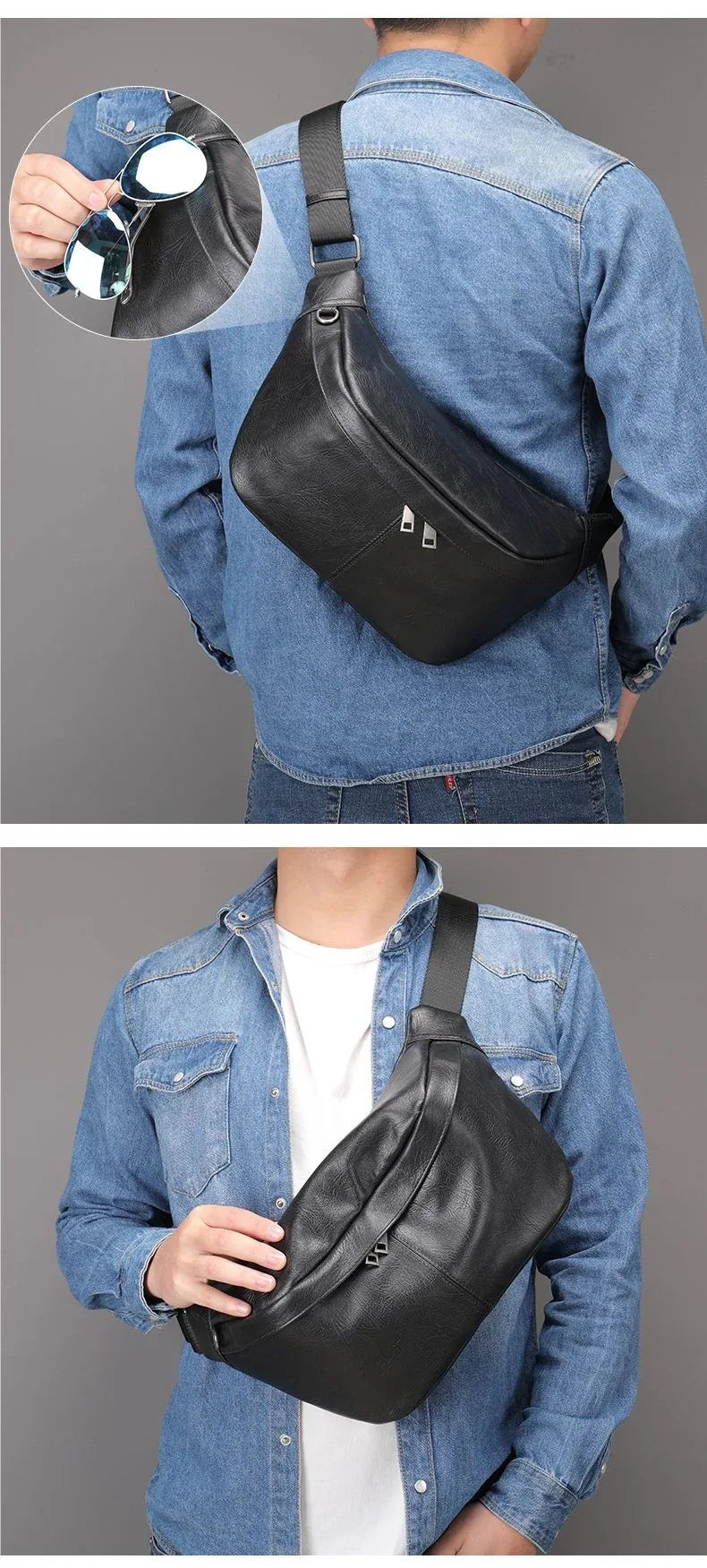 Men’s Genuine Leather Waist & Crossbody Bag