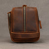 Men’s Genuine Leather Toiletry Bag with Front Zipper Pocket