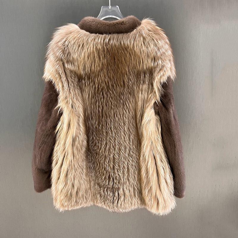 IN STOCK Women’s Mink and Real Fox Fur Coat Winter Jacket