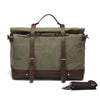Canvas Shoulder Bag with Top-Grain Cowhide Leather