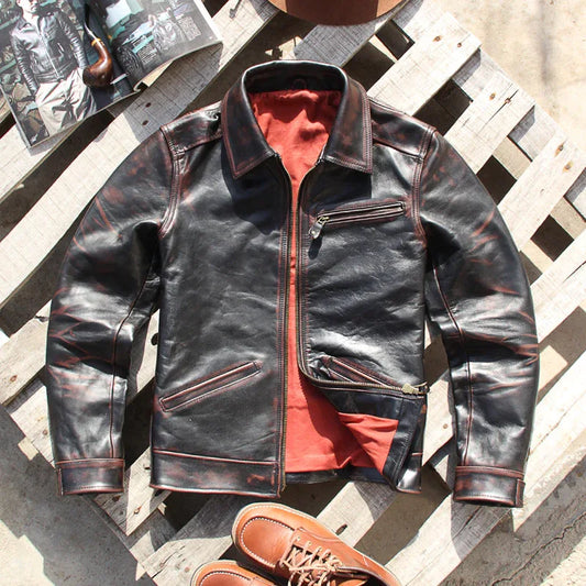 Men’s Waxed Cowhide Leather Jacket