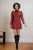 Red Faux Leather Jacket for Women Mid Length