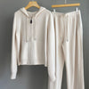 Women Cashmere Wool Knit Hoodie and Pants Set