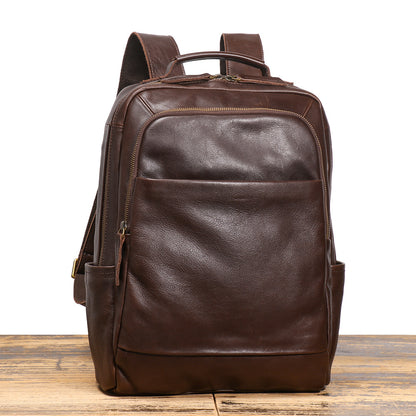 Men’s Leather Backpack with Trolley Sleeve Travel Laptop