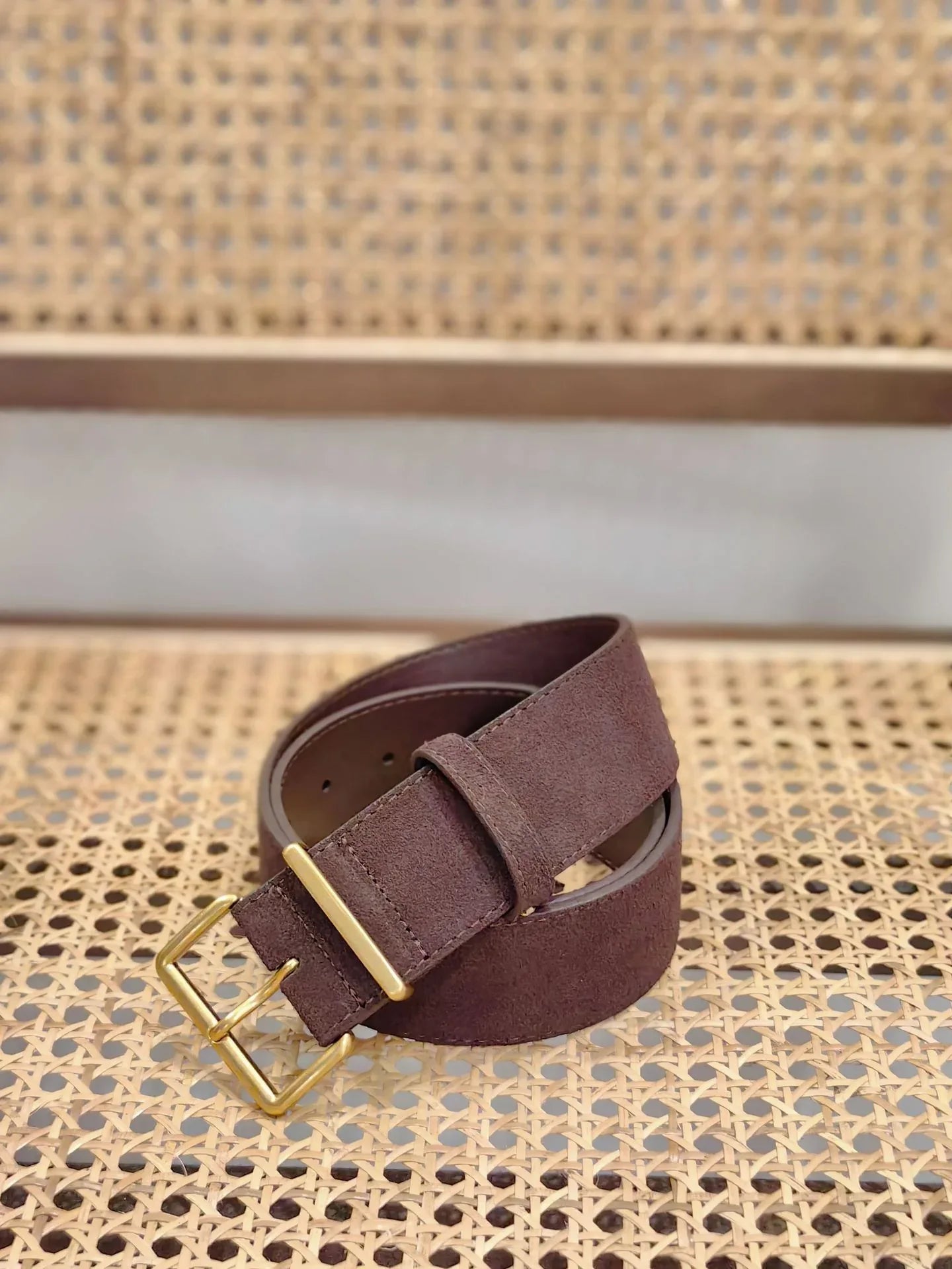 Women suede leather wide belt for coats