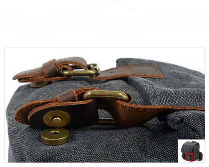 Small Canvas Messenger Bag with Padded Camera Divider and Leather Buckles