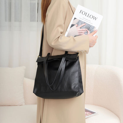 Women’s Genuine Leather Bucket Tote Backpack