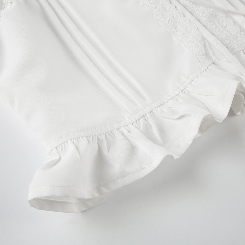 bow tie puff sleeve shirts for women