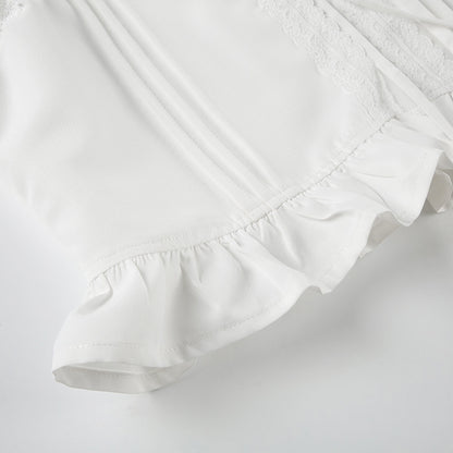 bow tie puff sleeve shirts for women