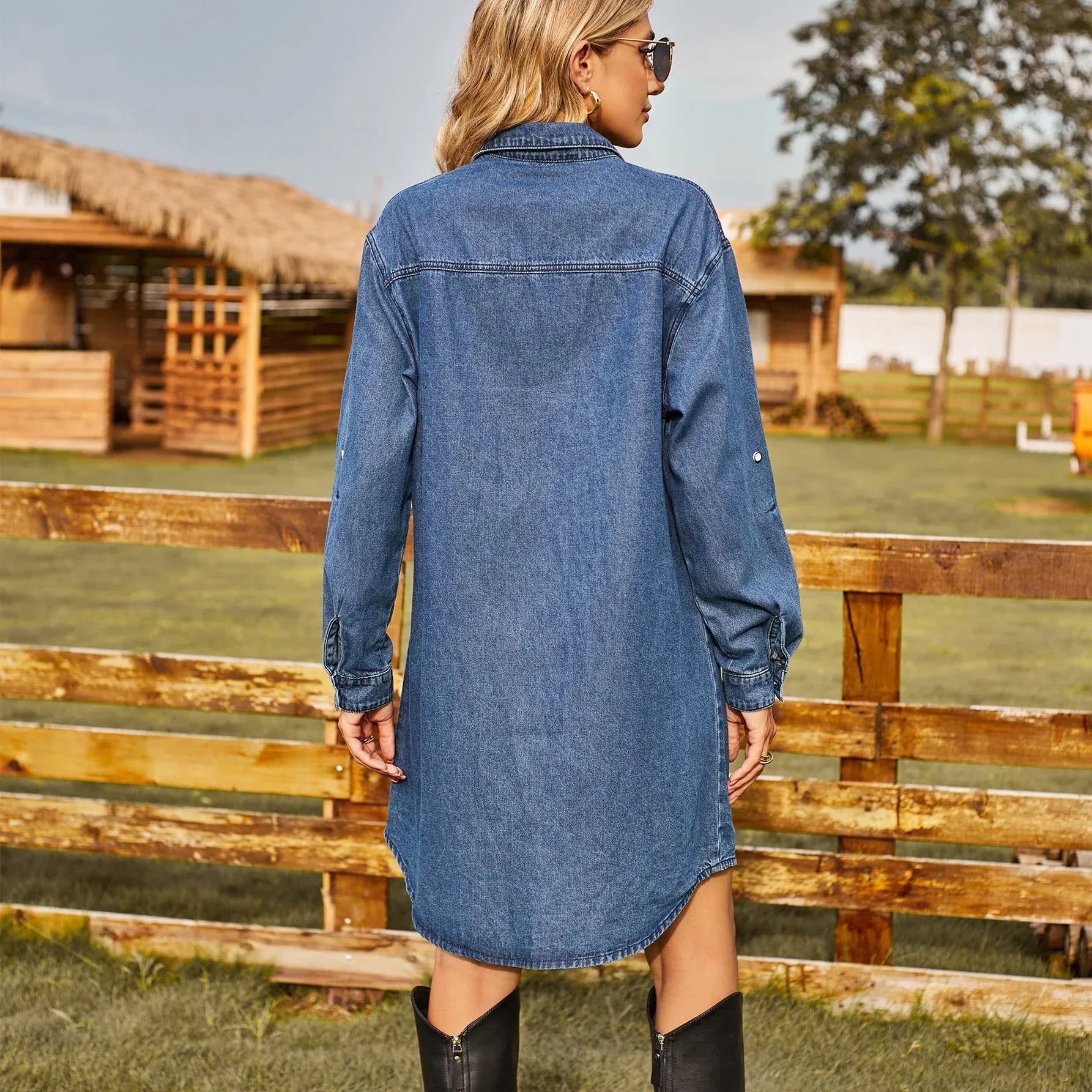 Lightweight Oversized Denim Long Shirt Dress for Women – Boho Living Room Lightweight Oversized Denim Long Shirt Dress for Women – Boho Living Room