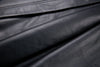 High Waist Black Leather Midi Skirt with Belt Pleated Design