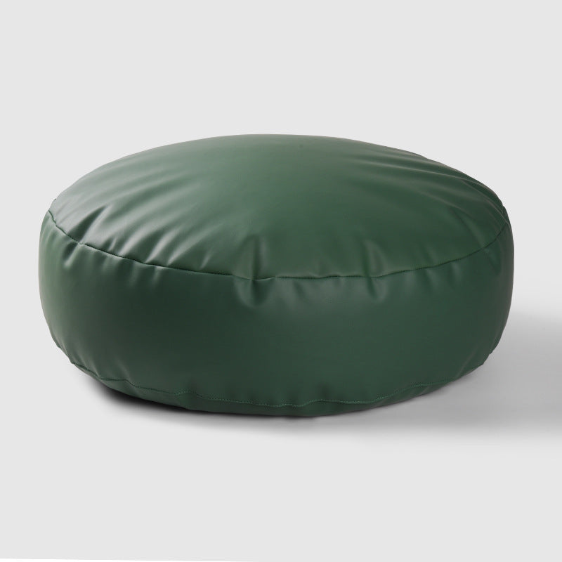 Faux Leather Pouf Ottoman Cover with Carry Handle
